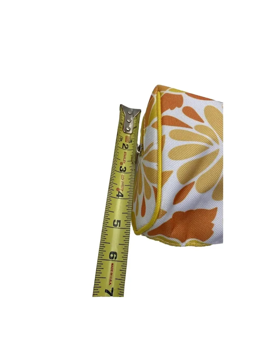 Clinique Makeup Bag Orange Yellow Floral Cosmetic Pouch Brand New